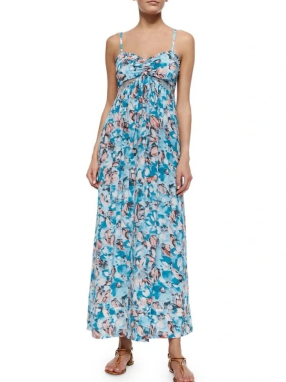 Rebecca Taylor 100% silk Aloha Cami Poolside Floral Maxi Dress‎ 4